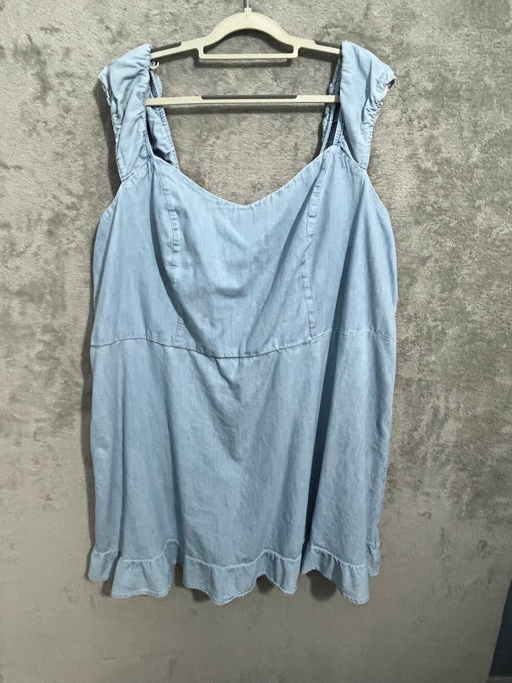 Old Navy Denim Dress Size 4X Off The Shoulder Ruffled Hem Boho Summer Beachy